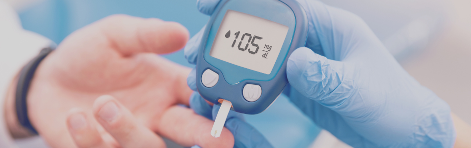 close-up of medical device checking sugar level in blood