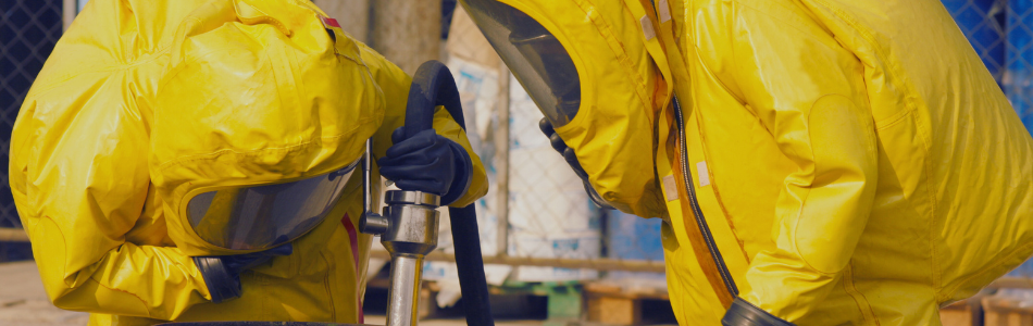 people dressed in PPE working with dangerous goods