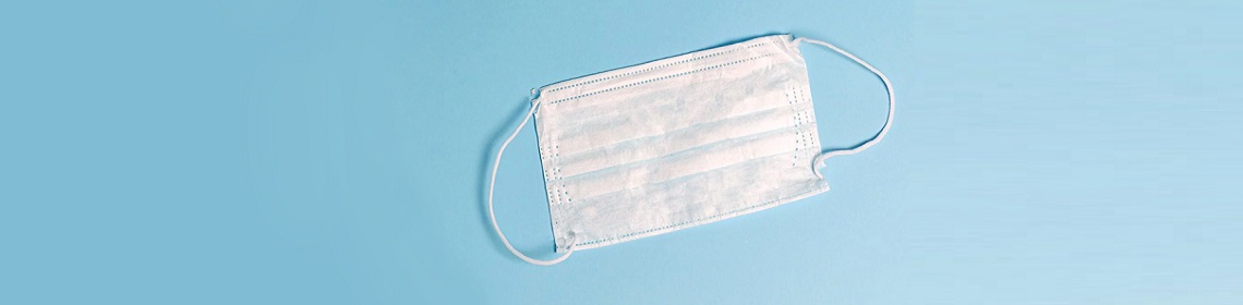 face mask on a blue background