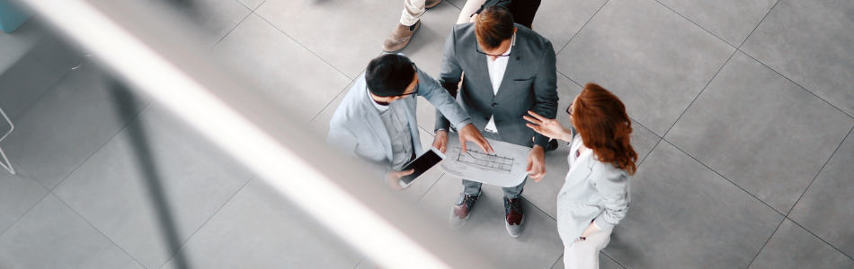 top down shot of corporate people having a chat