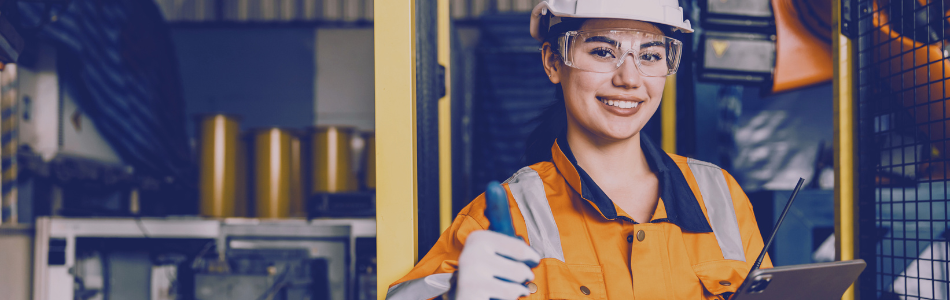 Construction worker smiling onsite