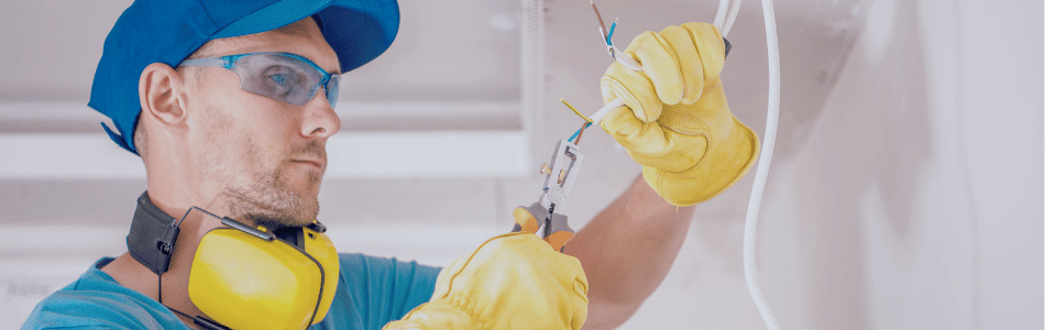 Electrician working with wires